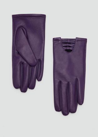 Mango Guanti pelle dettaglio fiocchi viola - Donna - S - MANGO