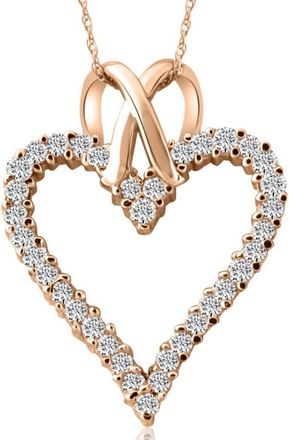Pompeii3 1 1/10ct Diamond Heart Pendant Necklace in 14K White, Yellow or Rose Gold 1 1/4