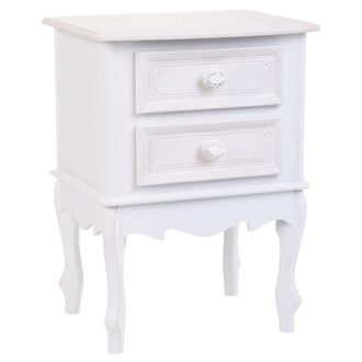 Wanderlust Deco Mesita de madera de 2 cajones blanco 42x34x57h cm