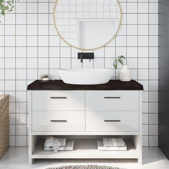 Berkfield Home Bathroom Countertop Dark Brown 120x40x(2-6) cm Treated Solid Wood in Grey