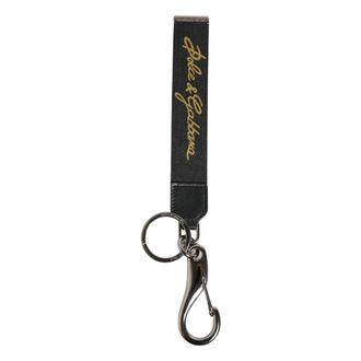 Dolce & Gabbana Zwart Geel Logo Sleutelhanger Sleutelhanger - unisex - Sleutelhangers & Tashangers - Zwart - ONE Size - Leer - Accessoires