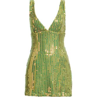 Princess Polly Porscha Sequin Knit Minidress in Green at Nordstrom, Size 10