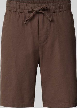 Only & Sons Regular Fit Bermudas aus Baumwoll-Leinen-Mix Modell LINUS in Dunkelbraun, Gr&ouml;&szlig;e XXL