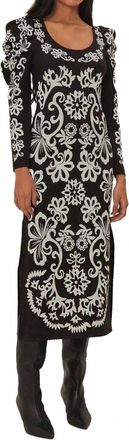 Farm Rio Cashew Mandala Knit Dress In Black