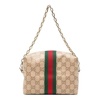 Gucci Mini Boston-tas met Web-streep - Dames - Tassen - Beige - Maat: ONE Size Zijde