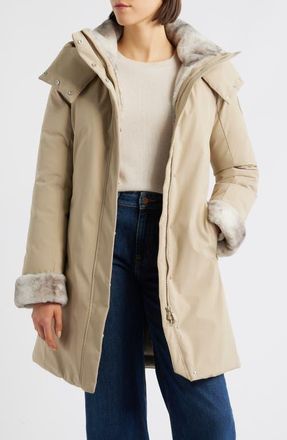 Save The Duck Samantah Faux Fur Lined Water Resistant Hooded Parka in Stone Beige at Nordstrom, Size 1
