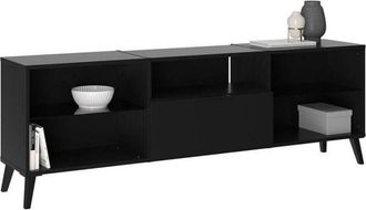 OEM Muebles De Tv/hifi Lowboard - Decor Negro - L153,5 X H52 X P31,5 Cm - Fabricado En Alemania