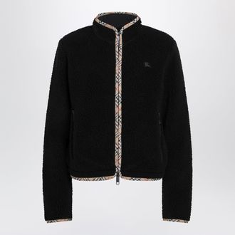 Burberry Giacca con zip nera in pile effetto teddy