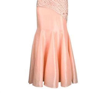 Sue Wong Strapless Floral Beaded Mermaid Dress In Champagne