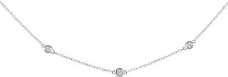 House of Brilliance 14K White Gold 1/2 Cttw Bezel Set Diamond Station Necklace