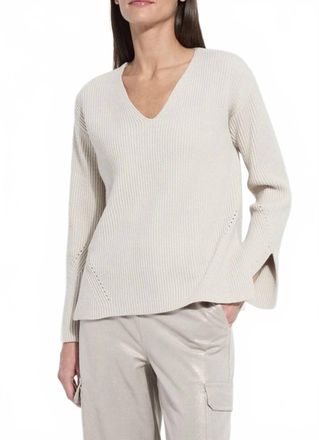 Lyss&eacute; Ximena V-Neck Cozy Sweater In Liquid Soft Taupe