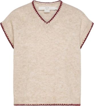 Seventy Maglione Gilet a scollo V - Dames - V-hals truien - Beige - S - Truien & Vesten