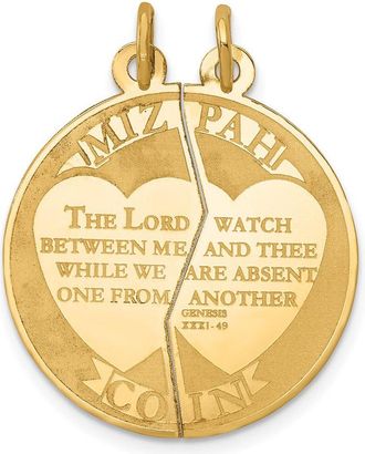 Diamond2Deal 10k Yellow Gold Mizpah 2-piece Charm
