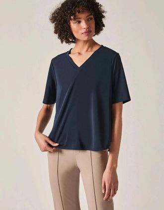 James Lakeland Womens Navy Jersey V-Neck Top - Black - Size: 14