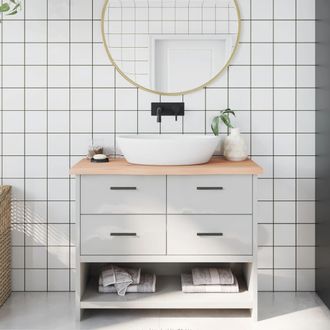 vidaXL Encimera De Ba&ntilde;o Madera Maciza Sin Tratar 100x40x(2-4) Cm Vidaxl