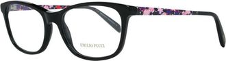 Pucci Glasses, female, Black, Size: ONE SIZE Black Rectangle Optical Frames with Branded Case