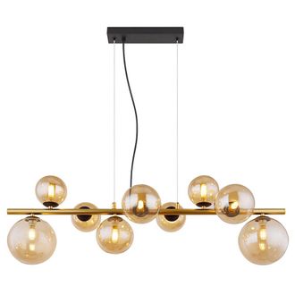 Globo Lighting Lampada A Sospensione Lampada A Sospensione Lampada Da Tavolo Da Pranzo Lampada A Sfera 9 Fiamme Vetro, Nero Ambra, 9 Led G9 3w 80lm 3000k Bianco Cald