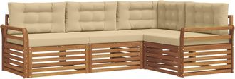 vidaXL Conjunto De Sof&aacute;s De Exterior 4 Uds. Natural Y Beige Vidaxl