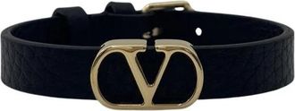 Valentino VLogo Signature Leren Armband - Heren - Armbanden - Zwart - ONE Size - Leer - Accessoires