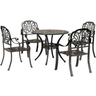 vidaXL Juego De Comedor De Jard&iacute;n 5 Piezas Aluminio Fundido Bronce Vidaxl