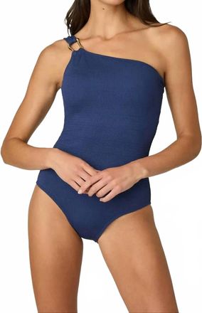 Shoshanna Womens Ring One Shoulder One Piece In Navy