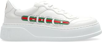 Gucci logo-print sneakers - unisex - Polyurethane/Wood/Viscose/Fabric/Rubber - 10 - White