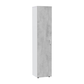 Dmora Armadio Multiuso 1 Anta Avlis, Mobile Ausiliario 3 Ripiani, Guardaroba Moderno, Mobile Alto A Colonna, 41x37h182 Cm, Cemento E Bianco