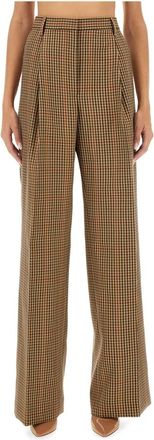 Dries Van Noten 9048 W.w. Pants - Dames - Wijde Broeken - Bruin - XS - Leer - Broeken