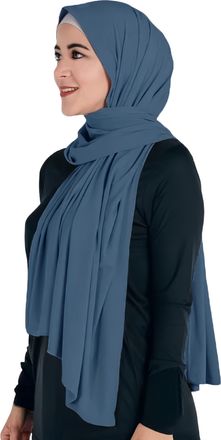 Lina & Lily Non-see-through Premium Jersey Modal Hijab Head Scarf Shawl Wrap for Muslim Women (Indigo Blue)