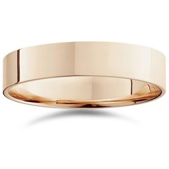 Pompeii3 5mm Flat High Polished Wedding Band 14K Rose Gold Size Selectable