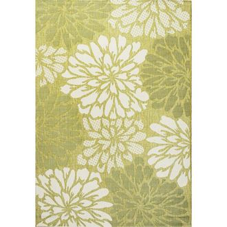 Jonathan Y Designs Zinnia Modern Floral Textured Weave Indoor/Outdoor Area Rug in Green/cream at Nordstrom, Size 5Ft 0In X 8Ft 0In