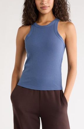 Zella Go-To Rib Performance Tank in Blue Vintage at Nordstrom, Size X-Small