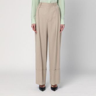 Victoria Beckham Womens Wide Mandarin Colour Pants In Wool - Tan - Size EU 36 (Womens)