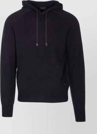 Tom Ford knitted hoodie drawstring detail