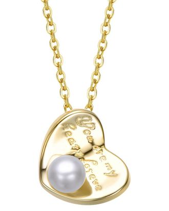 Rachel Glauber 14K Plated 3Mm Pearl Heart Necklace