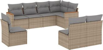 vidaXL Vidaxl - Juego De Sof&aacute;s De Jard&iacute;n Con Cojines Beige 8 Pzas Rat&aacute;n Pe
