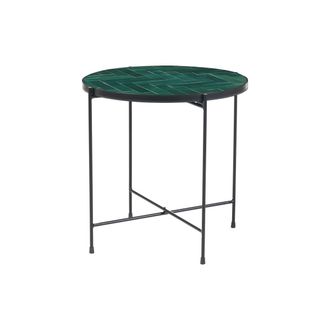 Miliboo Miliboo - Mesa De Centro Redonda De Cer&aacute;mica Verde Oscuro Y Metal Negro D50 Cm Kotta
