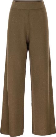 Fabiana Filippi Broeken, Dames, Bruin, 2Xs, Katoen, Katoenen en linnen broek met micro pailletten
