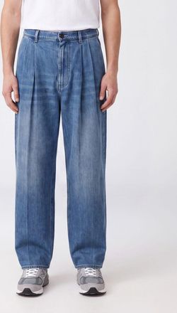 Marni Jeans a gamba larga in denim con pince e vita media