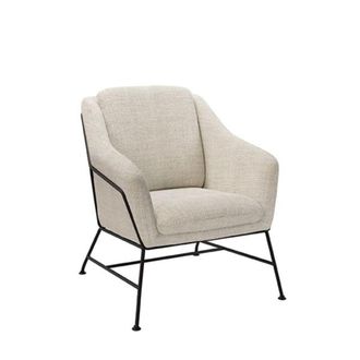Koketto Home Butaca baja en tejido jaspeado beige y estructura de metal