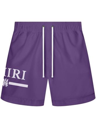 Amiri Bar logo-print swimming trunks - men - Elastane/Cotton/Polyester - XXXL - Purple