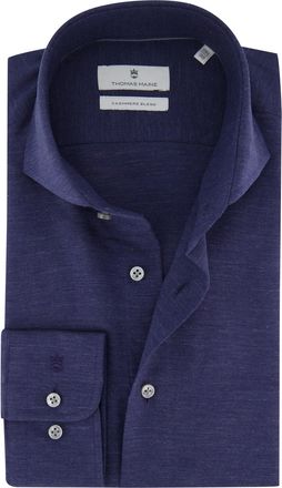 Thomas Maine overhemd donkerblauw effen