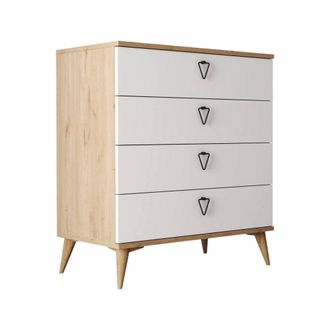 Dmora Cajonera Paula, 4 Cajones, Apertura Y Cierre Deslizante, 80x45x91h Cm Roble Marr&oacute;n