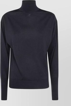 Courr&egrave;ges merino wool cutout sweater