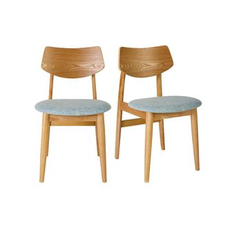 Miliboo Sillas Escandinavas De Madera Clara Y Tela Celad&oacute;n (lote De 2) Elion