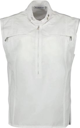 Burberry Mouwloze ritskatoenen top - Dames - Bodywarmers - Wit - 2XS - Katoen - Jassen