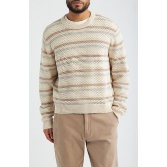 Corridor Stripe Pima Cotton & Linen Sweater in Natural at Nordstrom, Size Xx-Large