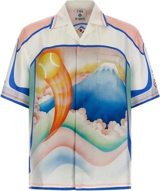 Casablanca Droomprint Camp Kraag Shirt - Heren - Korte mouwen Overhemden - Veelkleurig - M - Overhemden
