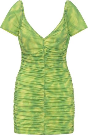 Rotate Mini Jurk met Ruches - Dames - Korte kleedjes - Groen - M - Kleedjes