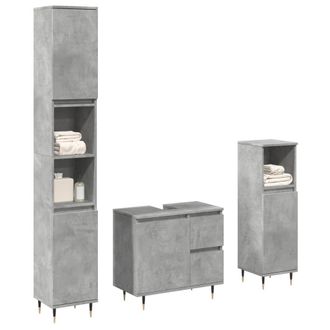 Berkfield Home 3 Piece Bathroom Furniture Set Concrete Grey Engineered Wood